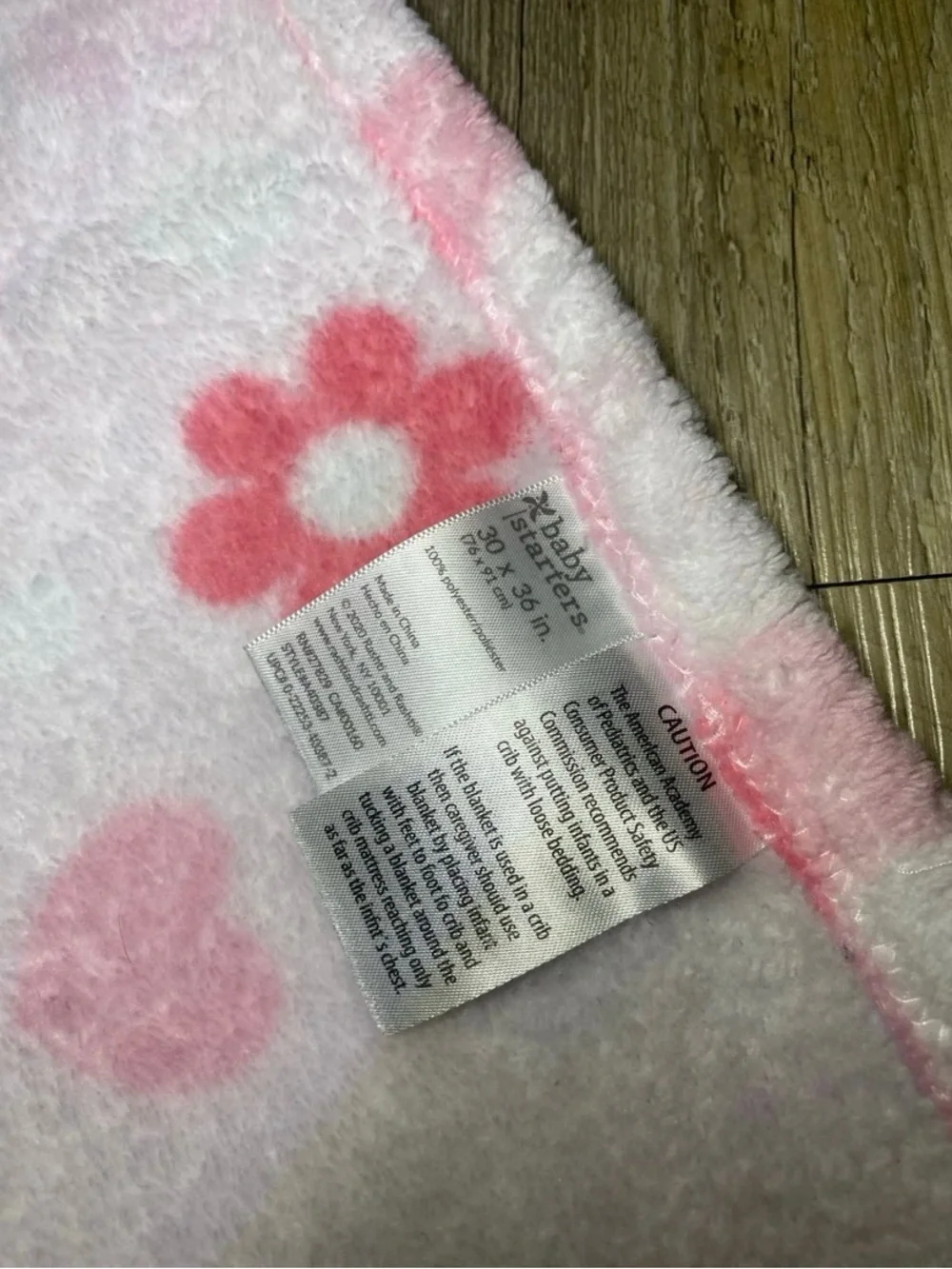 Baby Starters Pink Flower Heart Soft Baby Blanket 30 x 36 in